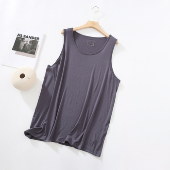 Vestă bărbați din Modal, croială lejeră, fără mâneci, top de vară cu decolteu rotund, 95–100% Modal