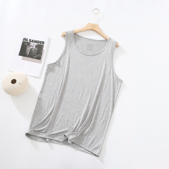 Vestă bărbați din Modal, croială lejeră, fără mâneci, top de vară cu decolteu rotund, 95–100% Modal