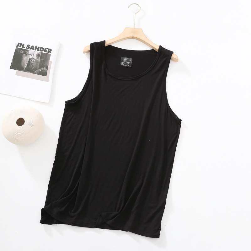 Vestă bărbați din Modal, croială lejeră, fără mâneci, top de vară cu decolteu rotund, 95–100% Modal