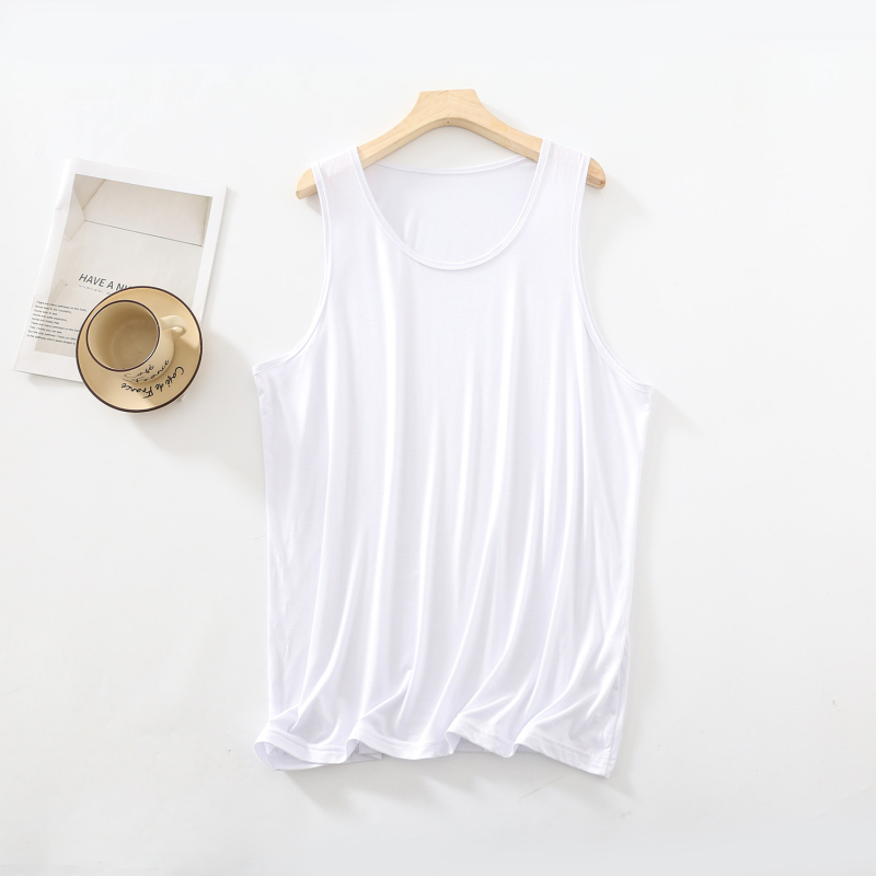 Vestă bărbați din Modal, croială lejeră, fără mâneci, top de vară cu decolteu rotund, 95–100% Modal