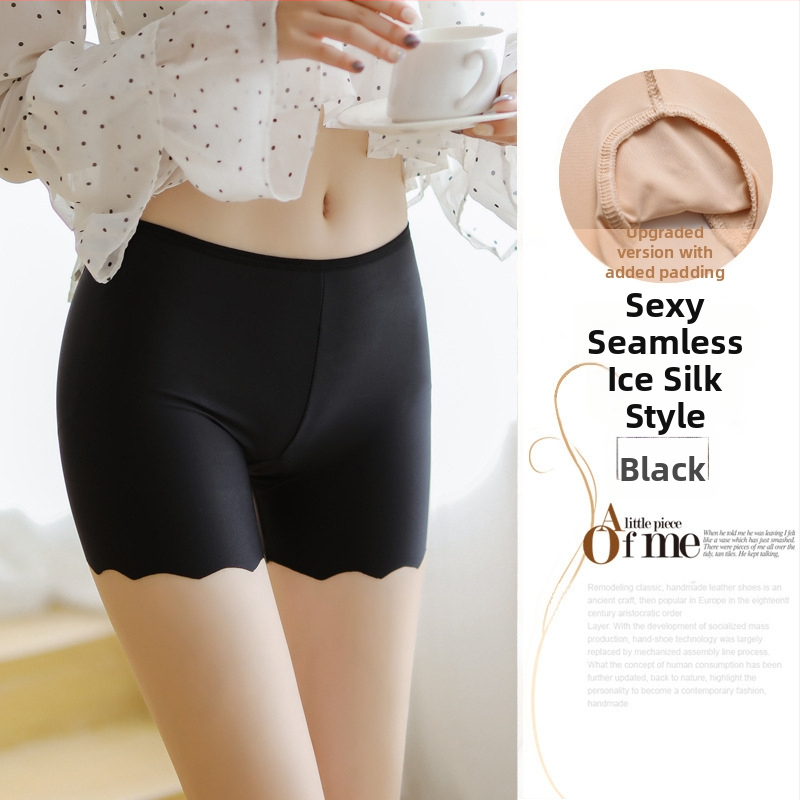 Moterų saugūs šortai iš 95% poliesterio, vidutinės juosmens, vieno spalvos raštas, kirkšnies padas Ice Silk