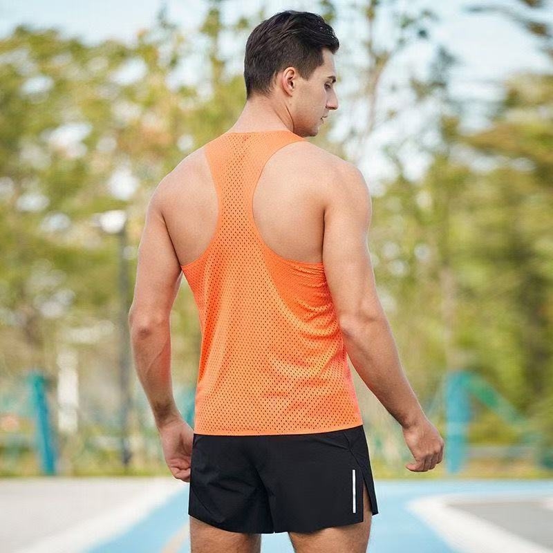 Muški potkošuljak za trening bez rukava, uski kroj, poliester tkanina s Milk Silk, za vježbanje, ljeto 2025
