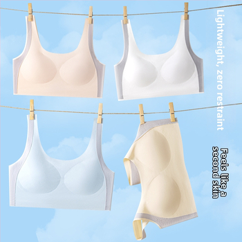 Mergaitėms augimo etapo sportinis liemenėlė be vielos, pilno puodelio, plonas formuojantis putų puodelis, nailono audinys su spandekso pamušalu, fiksuoti dvigubi petukai, kvėpuojantis ir drėgmę sugeriantis