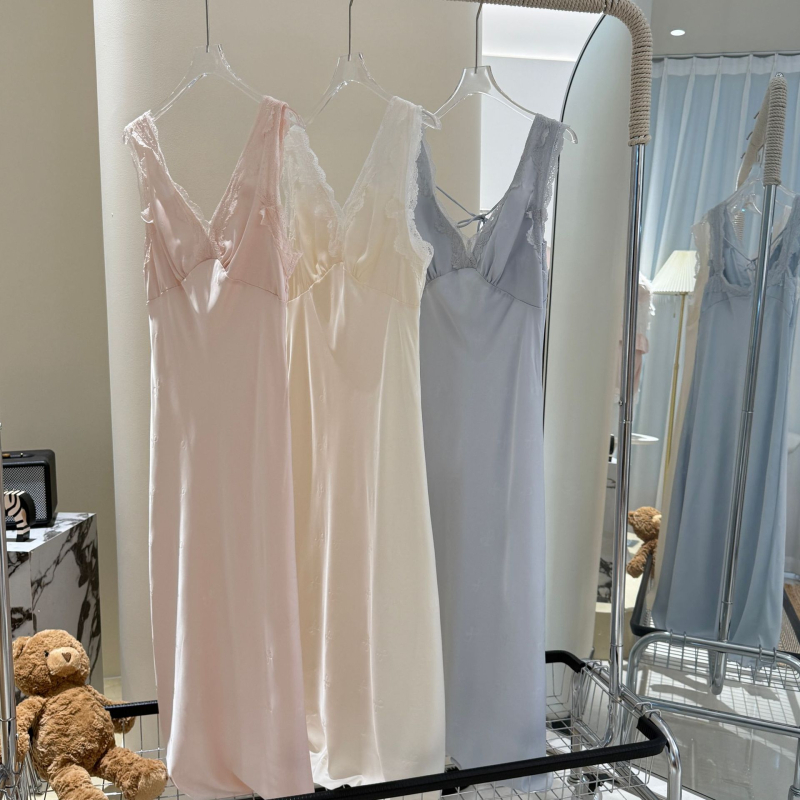 Seksi noćna haljina s otvorenim leđima, bez rukava, od ice silk, ultra-tanka, V-izrez, duga verzija, pogodna za ljeto, proljeće i jesen