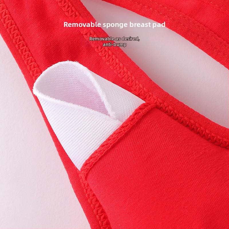 Tüdrukutele mõeldud puuvillane rinnahoidja-komplekt karikatuurilise vestiga, 7–12-aastastele, 90–95% puuvill, Y-riba, ilma vormimata tassid