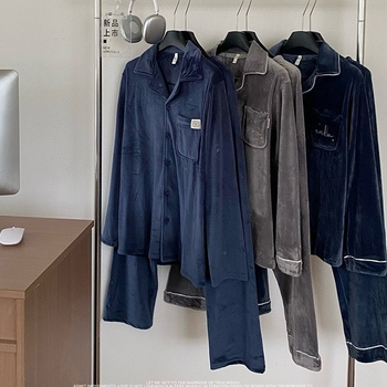 Muški Island Velvet set pidžama — podstavljeno flisom, rever ovratnik, dugi rukavi, 251–300 g/m², 2-dijelni