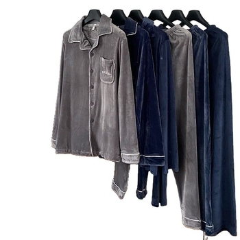 Muški Island Velvet set pidžama — podstavljeno flisom, rever ovratnik, dugi rukavi, 251–300 g/m², 2-dijelni