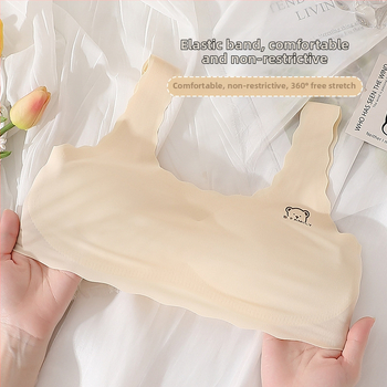 12–16 metų mergaitėms be siūlių liemenėlė iš nailono, pilna taurė, latex formuoti puodeliai, fiksuotos dvigubos petnešos, įdėklas 70–80% spandekso