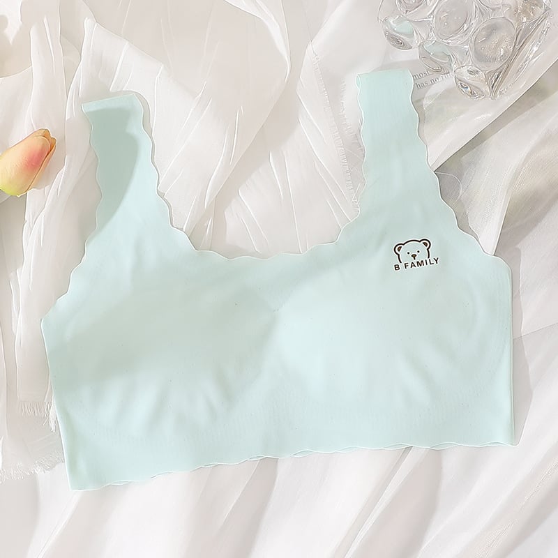 12–16 metų mergaitėms be siūlių liemenėlė iš nailono, pilna taurė, latex formuoti puodeliai, fiksuotos dvigubos petnešos, įdėklas 70–80% spandekso