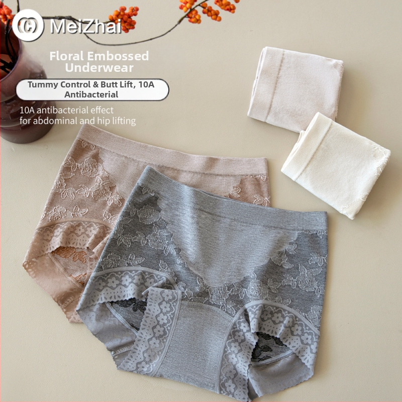 Ženske gaće s visokim strukom i podizanjem stražnjice, prozračne; glavni materijal viskoza, podstava od Mulberry Silk, floralni jacquard uzorak