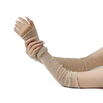 Saulės apsaugos dilbio rankovės, ilgos, megztos reljefiniu taškiniu raštu, moterims, pavasaris–vasara–ruduo, Office Lady stilius