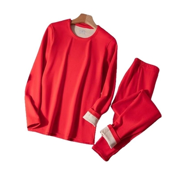 Set termic unisex cu căptușeală de catifea, strat dublu bază - top și pantaloni, guler rotund, mâneci lungi, țesătură poliesterică, an zodiacal, menține căldura