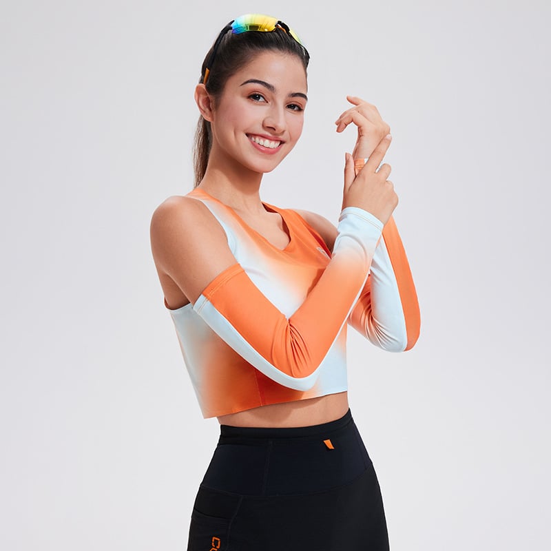 Išorės saulės apsaugos rankovės, universalios, poliesteris, gradientinis raštas, tinkamos dviračiams ir lauko veikloms