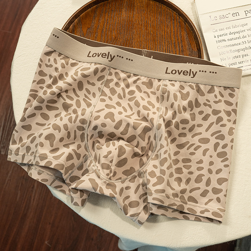Muške bokserice s leopard uzorkom, 100% pamuk, antibakterijske, srednji pojas, udobne tijekom svih godišnjih doba