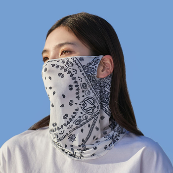 Защитни ръкави за слънце и маска за лице за каране на велосипед на открито — ice silk плат, модел кашу цвете, за възрастни, вискозно влакно