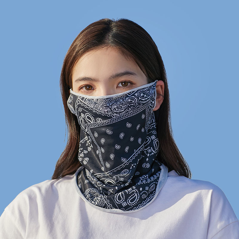 Защитни ръкави за слънце и маска за лице за каране на велосипед на открито — ice silk плат, модел кашу цвете, за възрастни, вискозно влакно