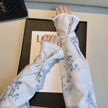 Женски Ice Silk слънчеви ръкави за шофиране – Нов китайски стил, закопчалка от бамбук, свободна кройка, лято 2024, CHUXINSTILL