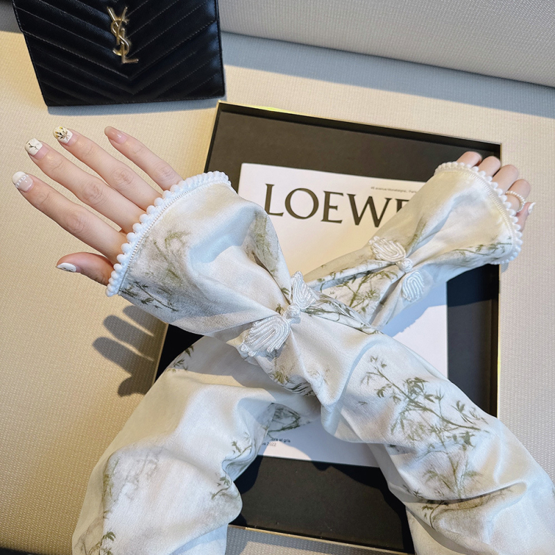 Женски Ice Silk слънчеви ръкави за шофиране – Нов китайски стил, закопчалка от бамбук, свободна кройка, лято 2024, CHUXINSTILL