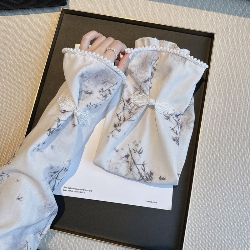 Женски Ice Silk слънчеви ръкави за шофиране – Нов китайски стил, закопчалка от бамбук, свободна кройка, лято 2024, CHUXINSTILL