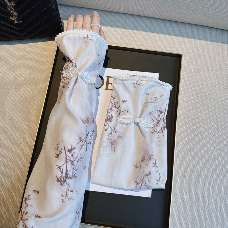 Женски Ice Silk слънчеви ръкави за шофиране – Нов китайски стил, закопчалка от бамбук, свободна кройка, лято 2024, CHUXINSTILL