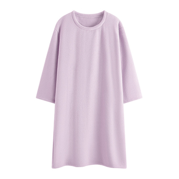 Rochie de noapte Half Velvet pentru femei, pijamă moale și confortabilă pentru toamnă-iarna, croială lejeră, guler rotund, mâneci lungi, lungă, poate fi purtată și în exterior