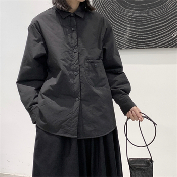 Cămașă damă cu căptușeală, croială lejeră, culoare solidă, guler pătrat, mâneci lungi, stil urban cardigan