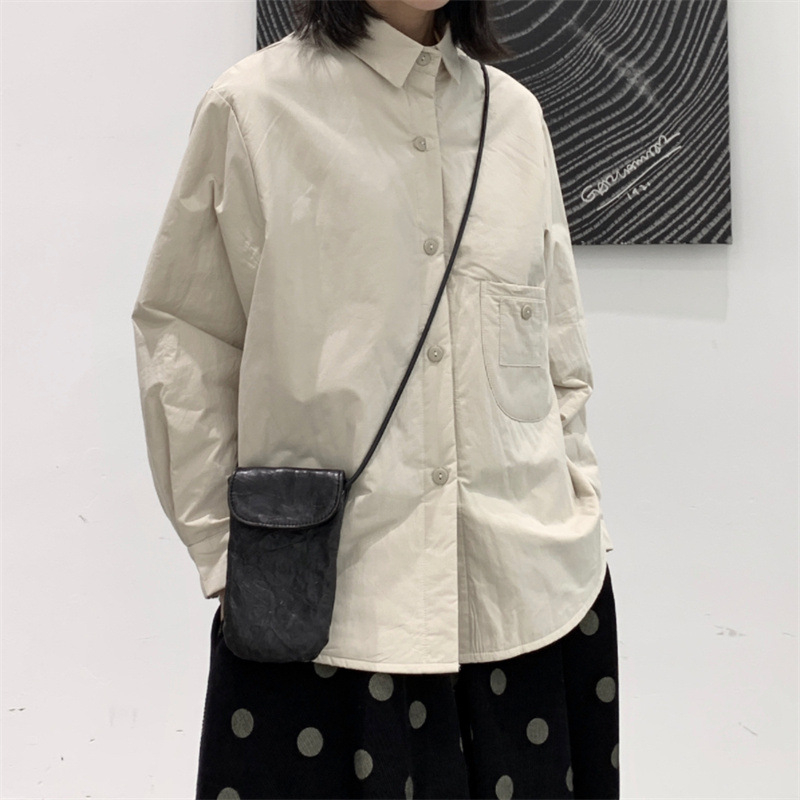 Cămașă damă cu căptușeală, croială lejeră, culoare solidă, guler pătrat, mâneci lungi, stil urban cardigan