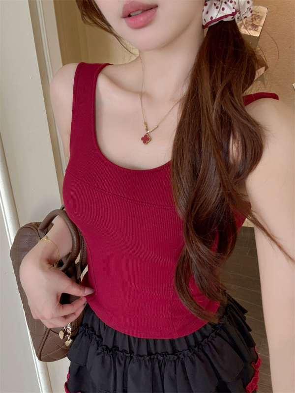 Vesta cu guler în formă U, textil termic periat, Slim Fit, lungime scurtă 40-50 cm, model solid, bumbac 50-70%