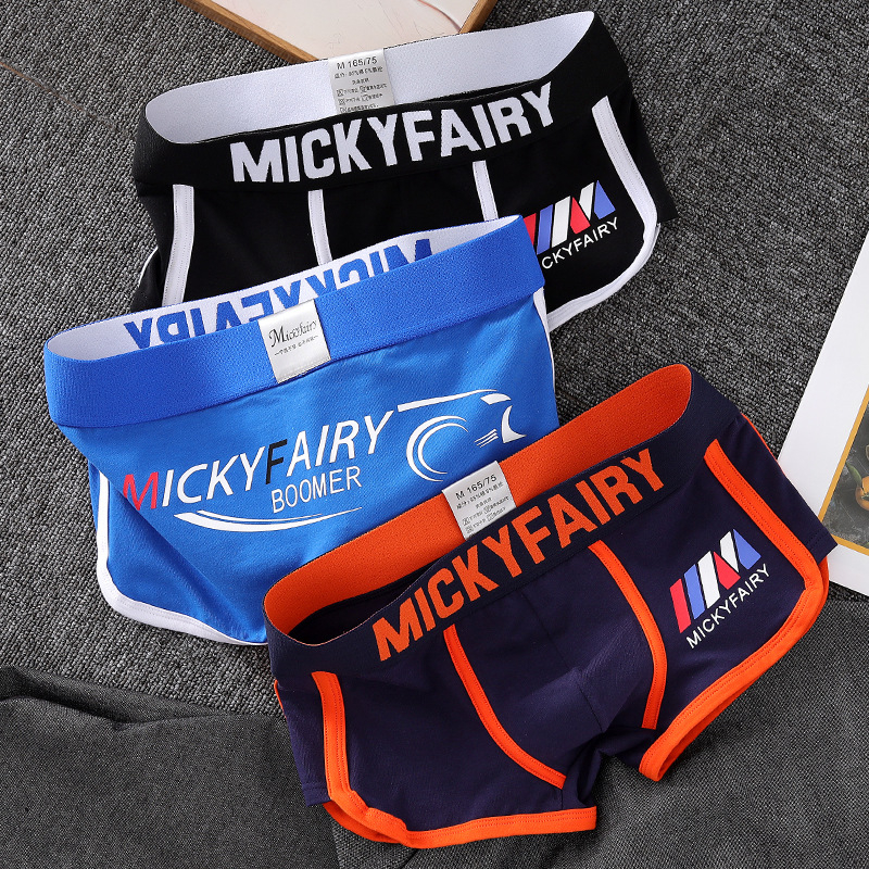 Mickyfairy Boxer bărbăți din bumbac, imprimeu – talie medie, respirabile și confortabile