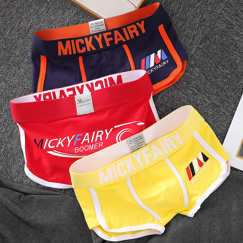 Mickyfairy Boxer bărbăți din bumbac, imprimeu – talie medie, respirabile și confortabile