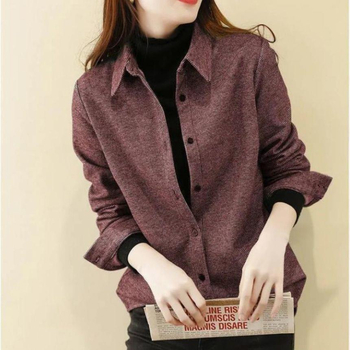 Ženska košulno-jakna za jesen/zimu s reverom, dugi rukavi, elegantan stil