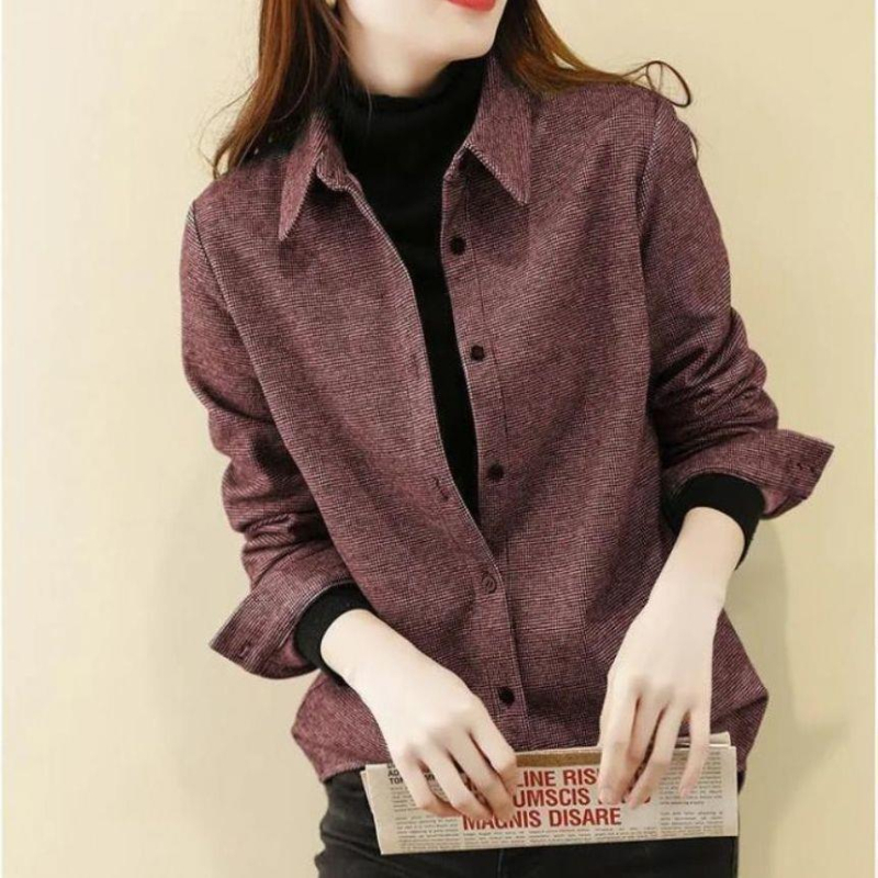 Ženska košulno-jakna za jesen/zimu s reverom, dugi rukavi, elegantan stil