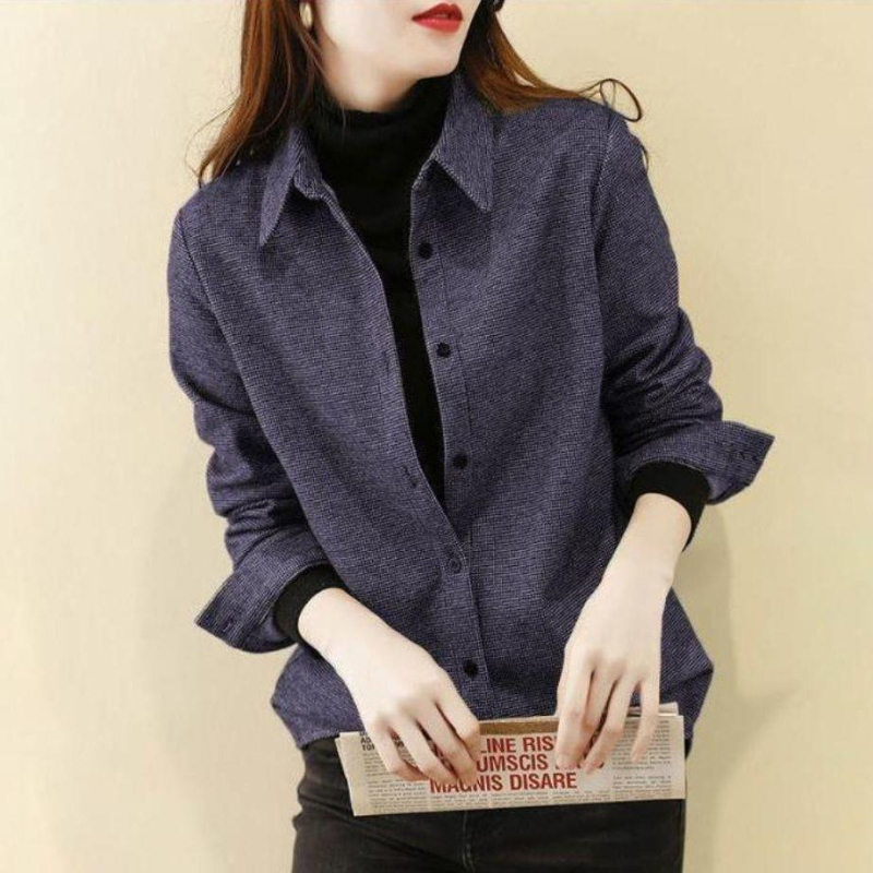 Ženska košulno-jakna za jesen/zimu s reverom, dugi rukavi, elegantan stil