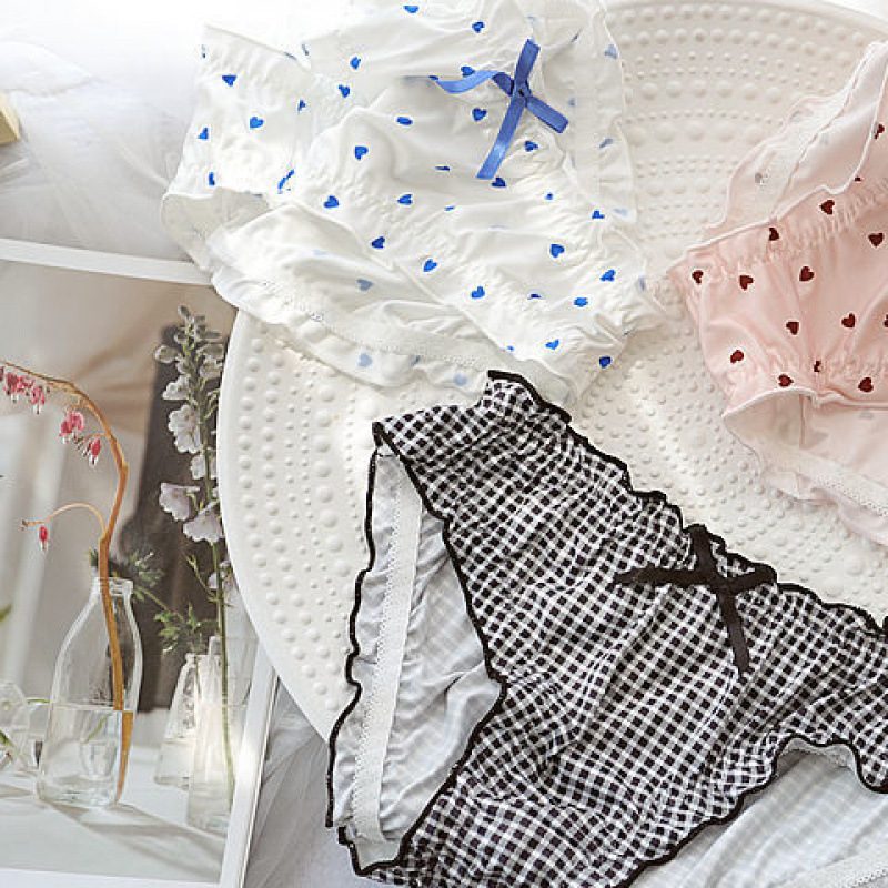 Ženske gaćice za plus veličinu, japanski stil, milk silk materijal, elastične, s mašnicom