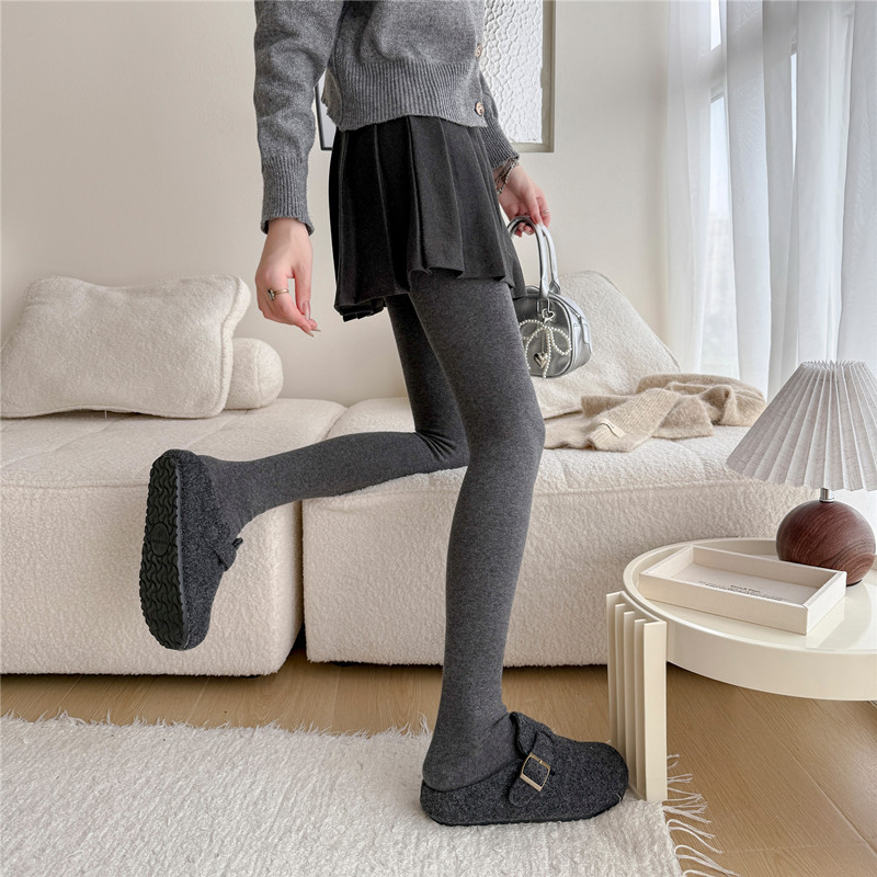 Ιαπωνικού στυλ βαμβατικά καλσόν με πόδι, μονόχρωμα, ζεστά, διαπνέοντα, με φλίς