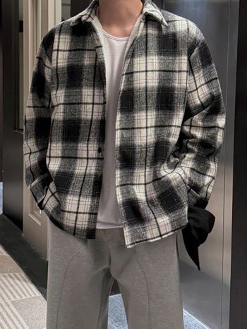 MYQ japanski stil retro karirana košulja-jacketa za muškarce, s dugim rukavima, zimsku debelu toplu, u korejskom stilu