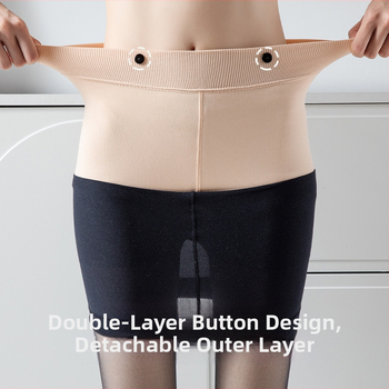 Καλσόν με φλίς διπλού πάχους, σχέδιο πουά, αποσπώμενο κουμπί, νάιλον 70–80% περιεκτικότητα, φθινοπωρινό-χειμερινό θερμικό