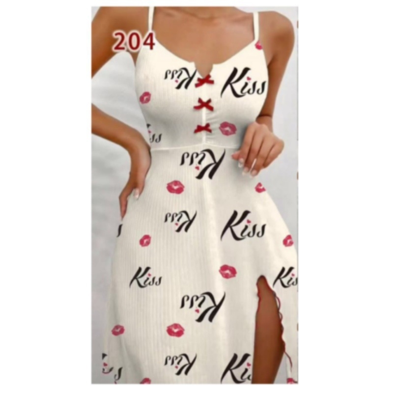 Ženski set kućnih pidžama s otiskom usana i kontrastnim bojama, europsko-američki stil, camisole top s V izrezom i prednjim otvorom, ljetna kućna odjeća