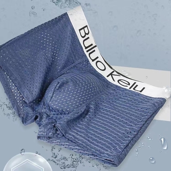 Ice Silk muške bokserice, srednji pojas, prozračne, brzo sušeće, pamuk u preponama, najlonsko platno, jednobojne, veličina Large