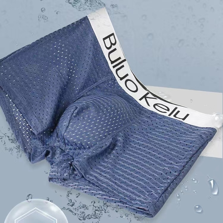 Ice Silk muške bokserice, srednji pojas, prozračne, brzo sušeće, pamuk u preponama, najlonsko platno, jednobojne, veličina Large