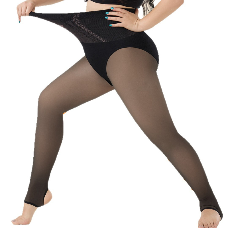 Mo Xiaomei νάιλον καλσόν με ανύψωση γλουτών και σχήμα, παχυσμένη επένδυση για ζεστασιά, μονόχρωμο σχέδιο