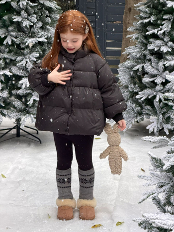 Mergaitei leggings su Fair Isle raštu iš alpaka fleece – storas megztos šilumos žiemai 2025, vidutinio juosmens, 90% medvilnė