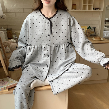 Σετ πιτζάμες λοχείας από αερόβαμβάκι — μακριά μανίκια, παντελόνι, πολυεστέρας 95–100%, 201–250 g/m²