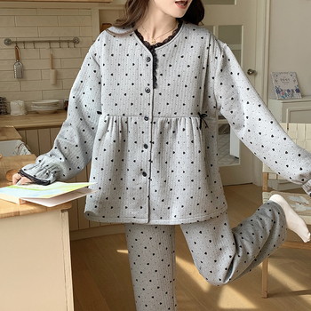 Σετ πιτζάμες λοχείας από αερόβαμβάκι — μακριά μανίκια, παντελόνι, πολυεστέρας 95–100%, 201–250 g/m²