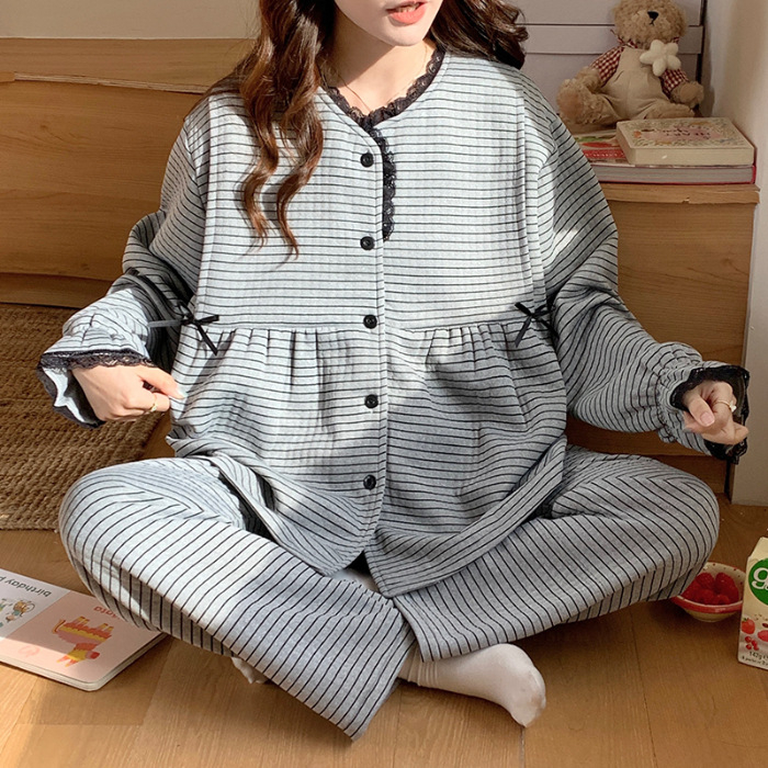 Σετ πιτζάμες λοχείας από αερόβαμβάκι — μακριά μανίκια, παντελόνι, πολυεστέρας 95–100%, 201–250 g/m²