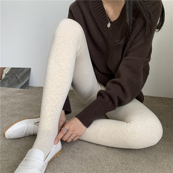 Χειμωνιάτικες κολάν με επένδυση φλίς – μονόχρωμο, ύφασμα νάιλον-σπαντεξ, παχυσμένο φλίς, πλήρους μήκους, ιαπωνικό στυλ