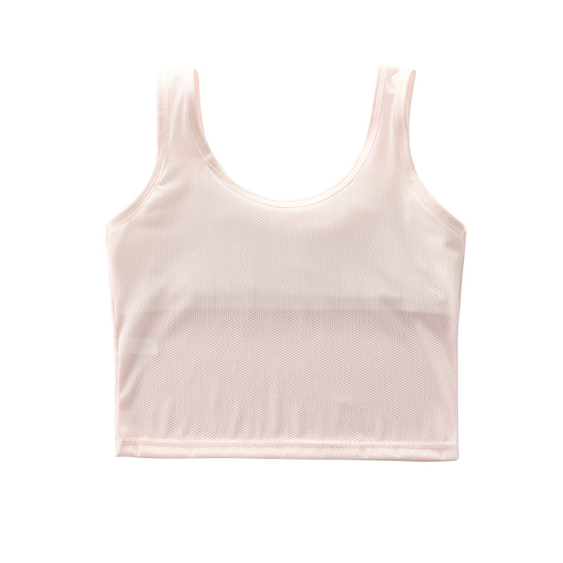 Mergaitėms skirtas nailoniniai liemenėlė-vesta vystymosi etapui, kvėpuojanti liemenėlės įdaila, pilnas kaušelis, plonas formuojantis kaušelis, fiksuotos dvigubos petnešos