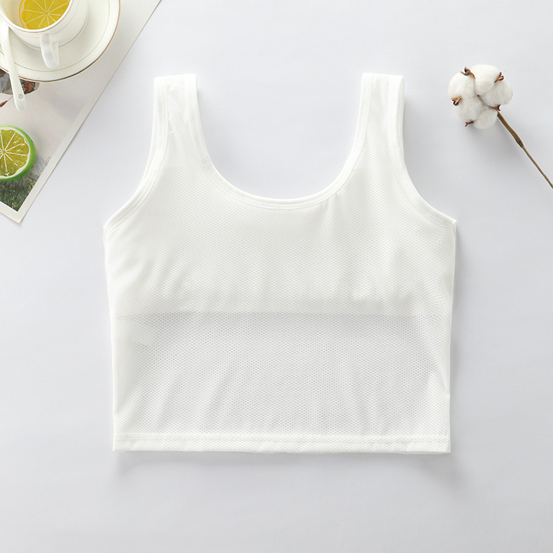 Mergaitėms skirtas nailoniniai liemenėlė-vesta vystymosi etapui, kvėpuojanti liemenėlės įdaila, pilnas kaušelis, plonas formuojantis kaušelis, fiksuotos dvigubos petnešos