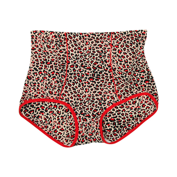 7554 Ženske ljetne gaćice s leopard uzorkom, visokim strukom, prozračne, pamuk na preponi, rashladna Ice Silk tkanina, velika veličina
