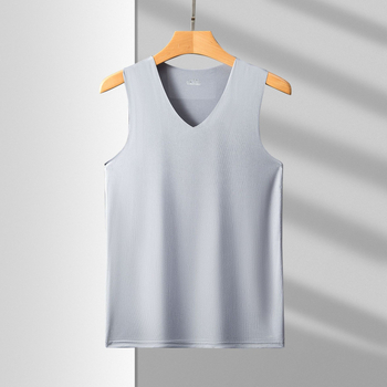 Muška bezrukna vest s V-izrezom, Milk Silk tkanina, poliester, srednja gustoća 181–200 g/m², ljeto, svestran stil